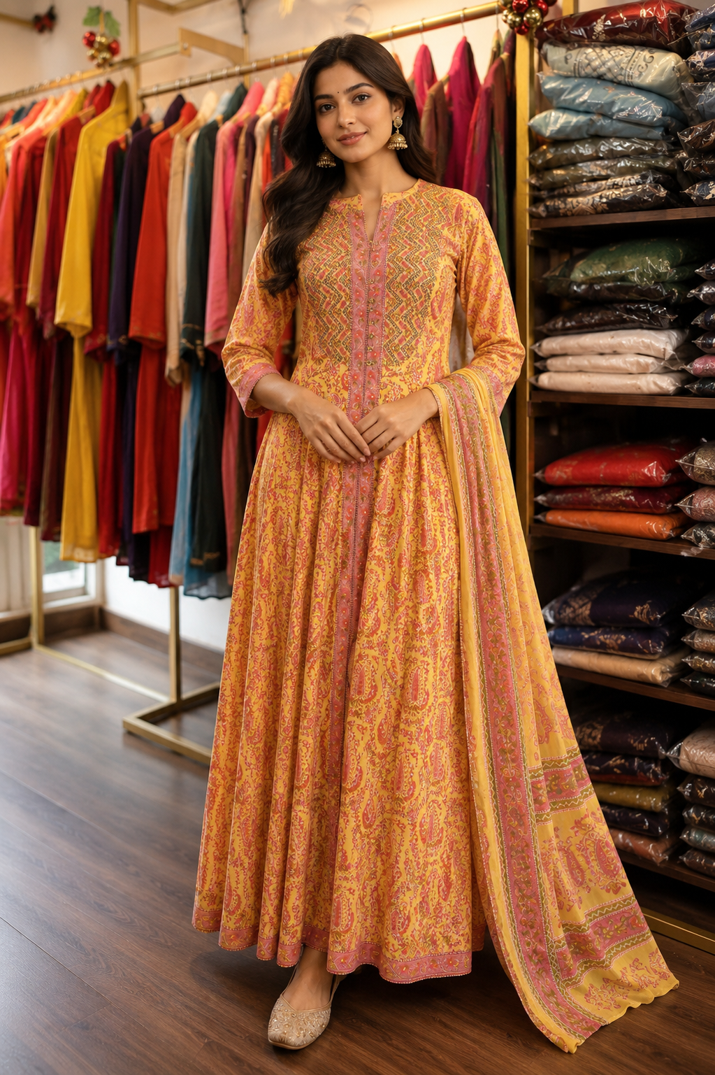 Cotton gown with dupatta