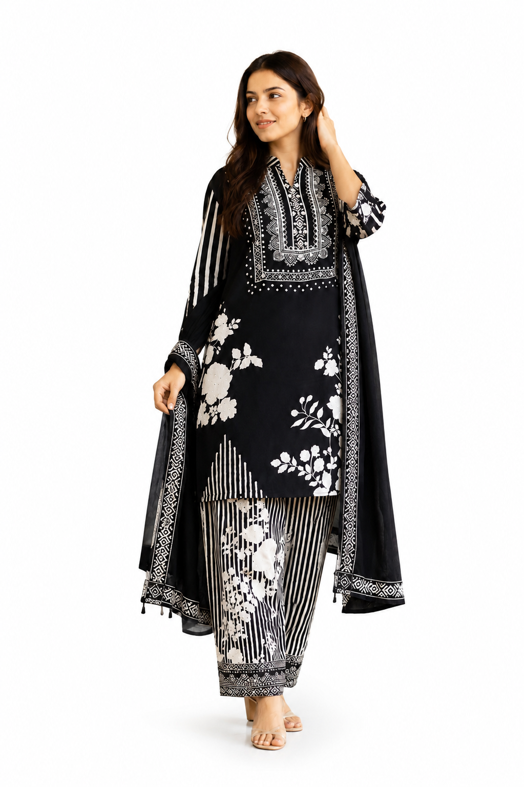 Crepe silk 3 pc suit